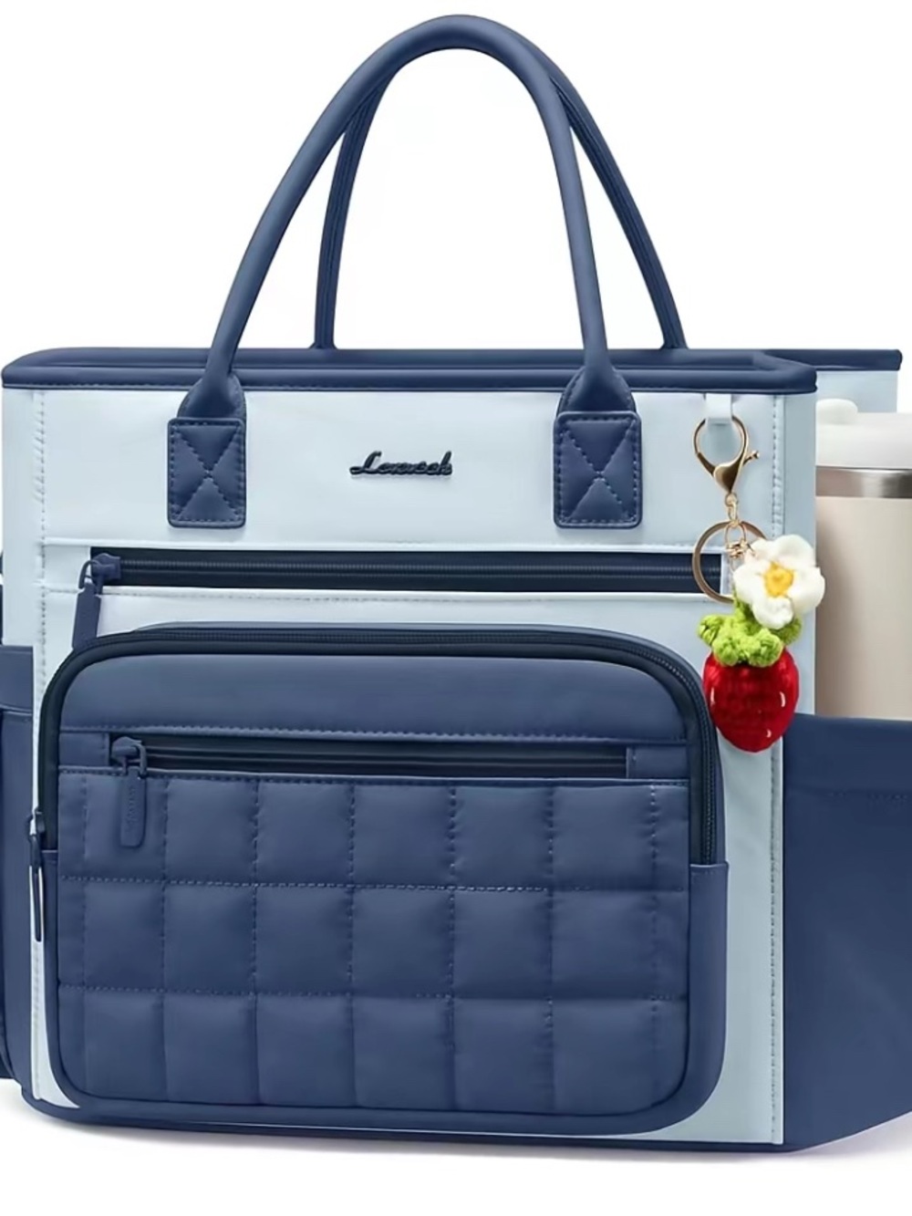 Navy and Light Blue Quilted lunch Bag